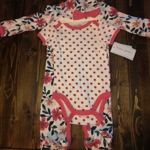 6-9 m girls matching floral polka dot set